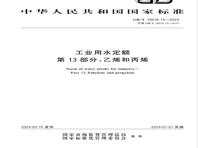 GB/T 18916.13-2024工业用水定额 第13部分：乙烯和丙烯 