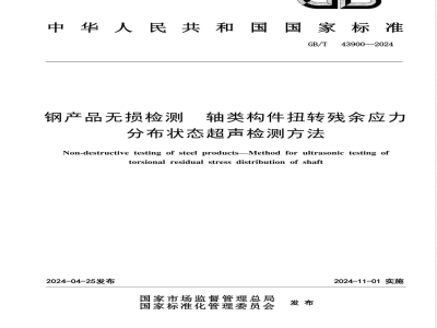 GB/T 43900-2024钢产品无损检测 轴类构件扭转残余应力分布状态超声检测方法 