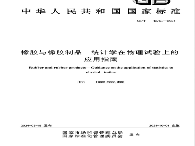 GB/T 43751-2024橡胶与橡胶制品 统计学在物理试验上的应用指南 
